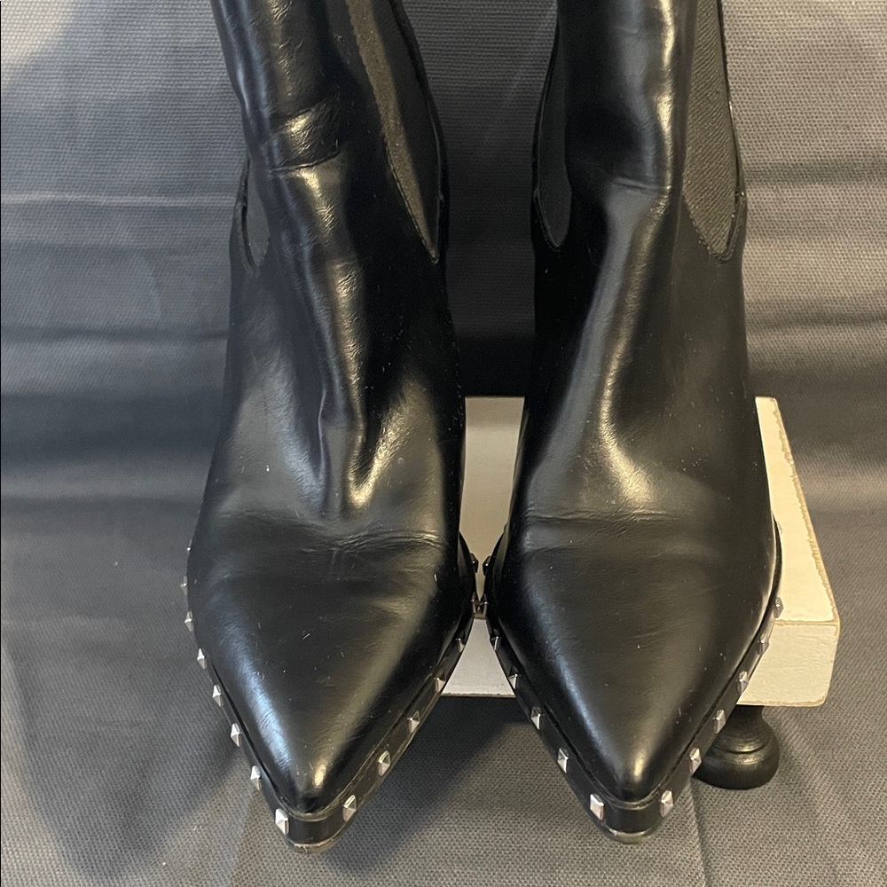 Charles By Charles David Black Studded Heeled Boots - Picture 5 of 7